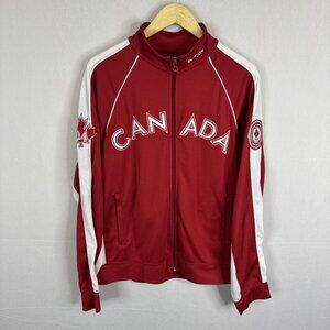 Roots Canada Olympic Team Track Jacket Red White 2004 Athens L Made in Canada